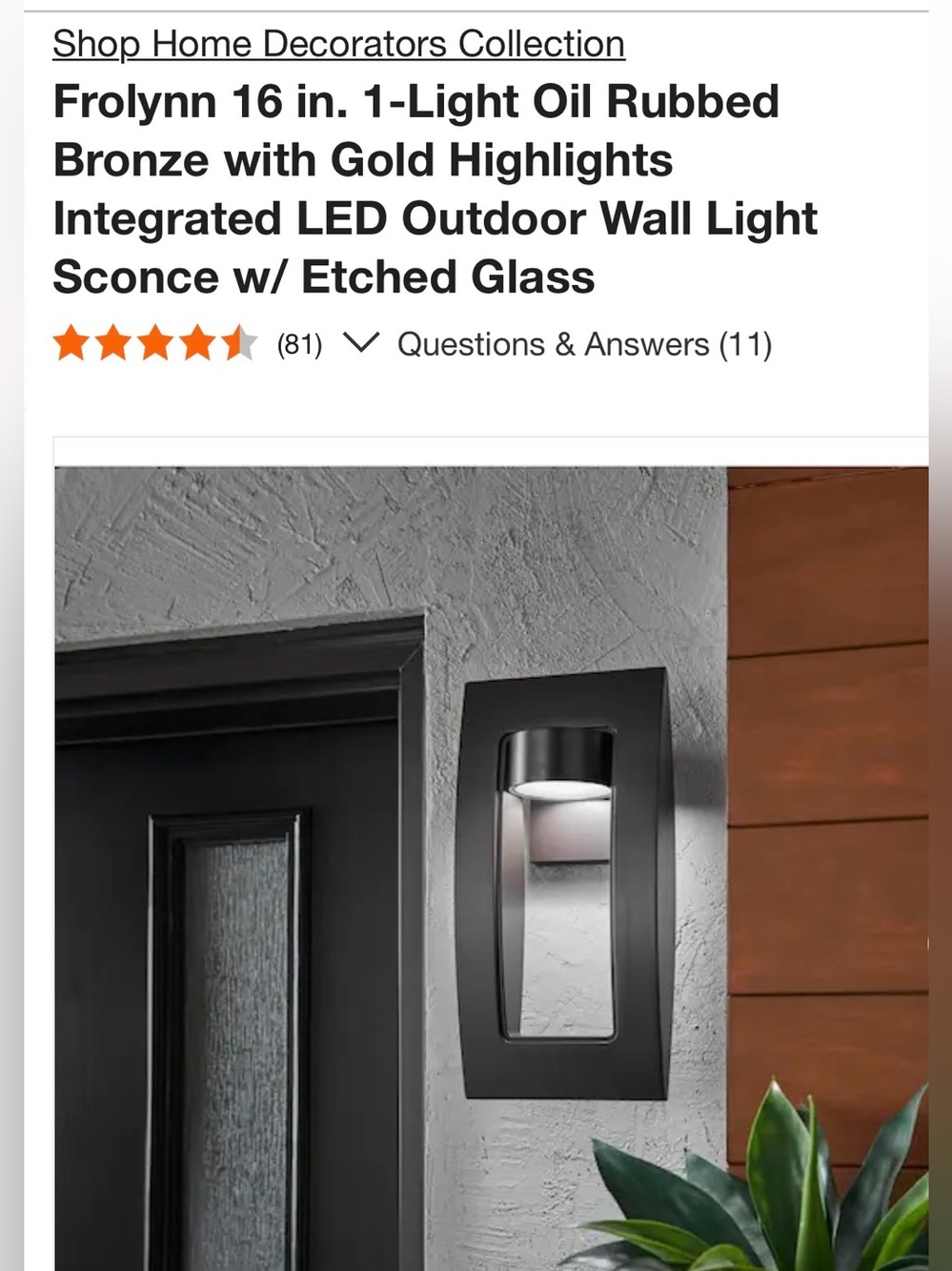 New Home Decorators Frolynn outdoor Wall Sconce oil rubbed bronze